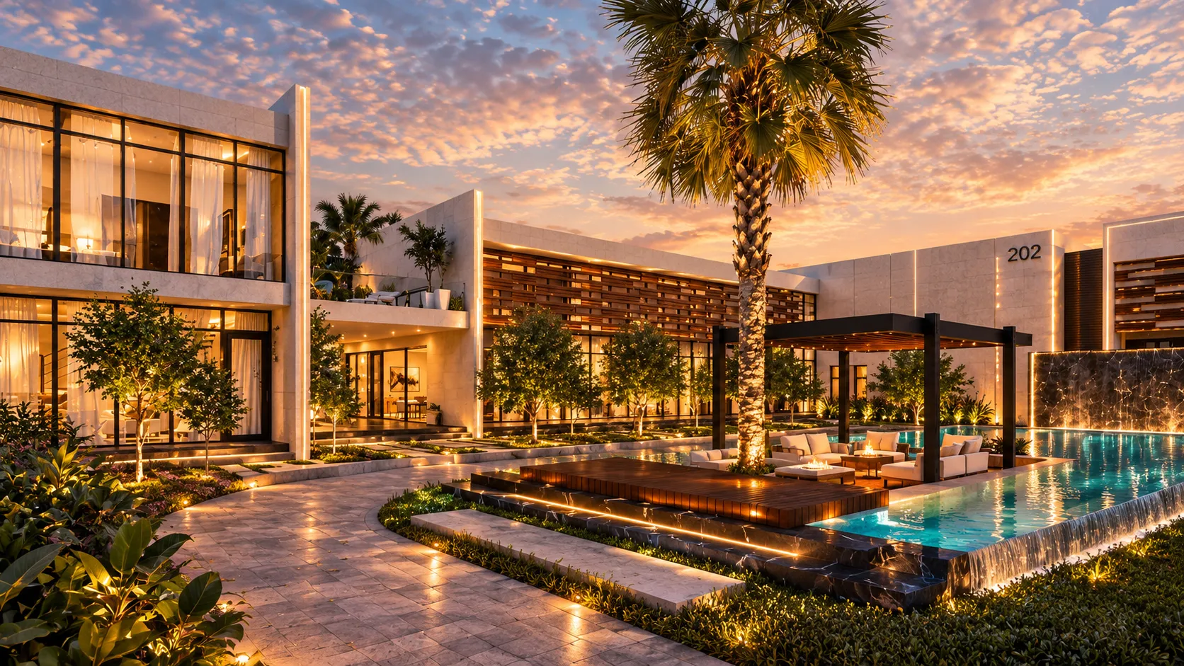 Sunset courtyard retreat