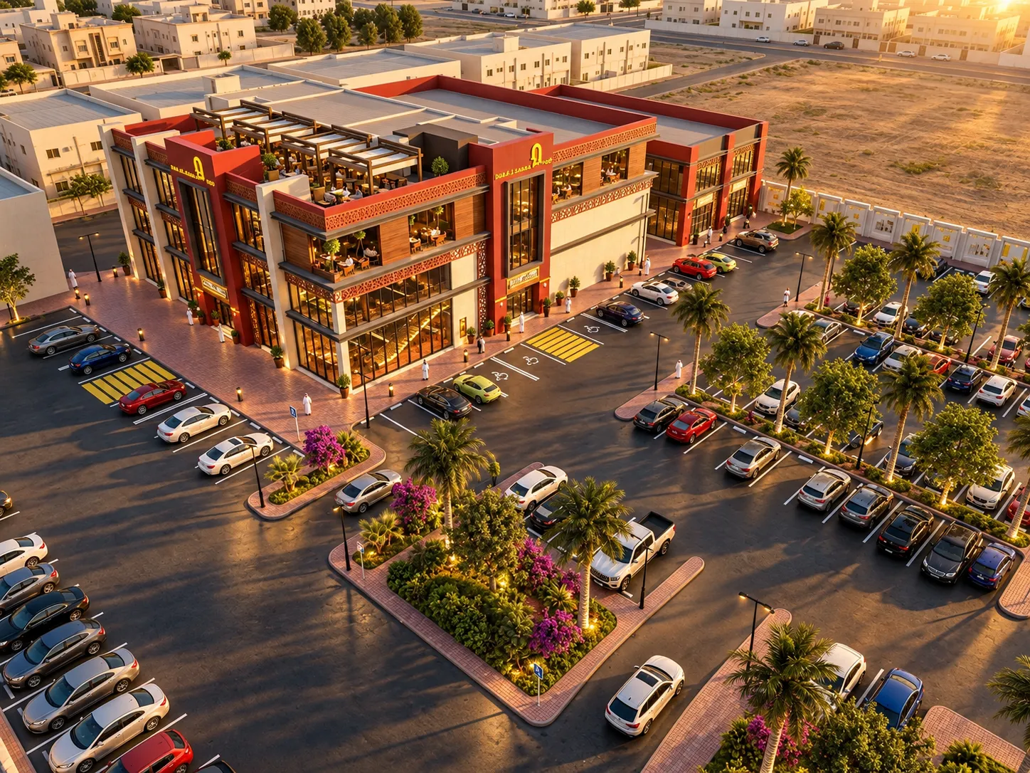 Dar Al Saada Plaza at golden hour