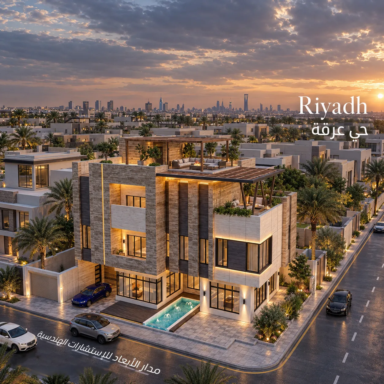 Riyadh villa at golden hour