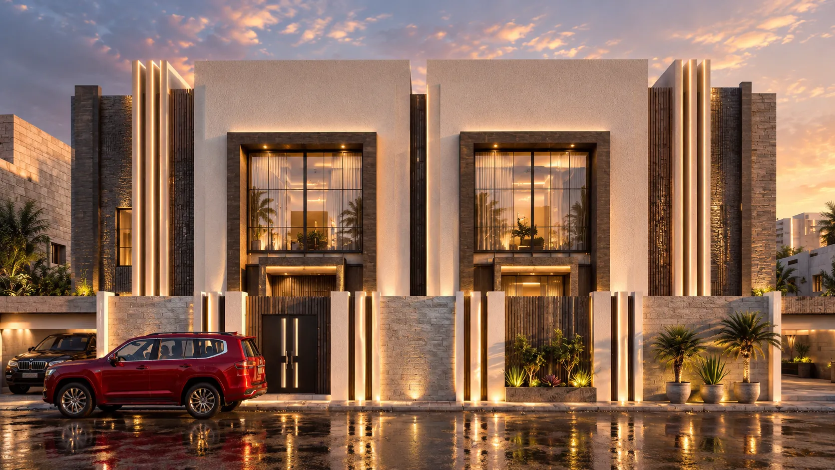 Luxury duplex at sunset