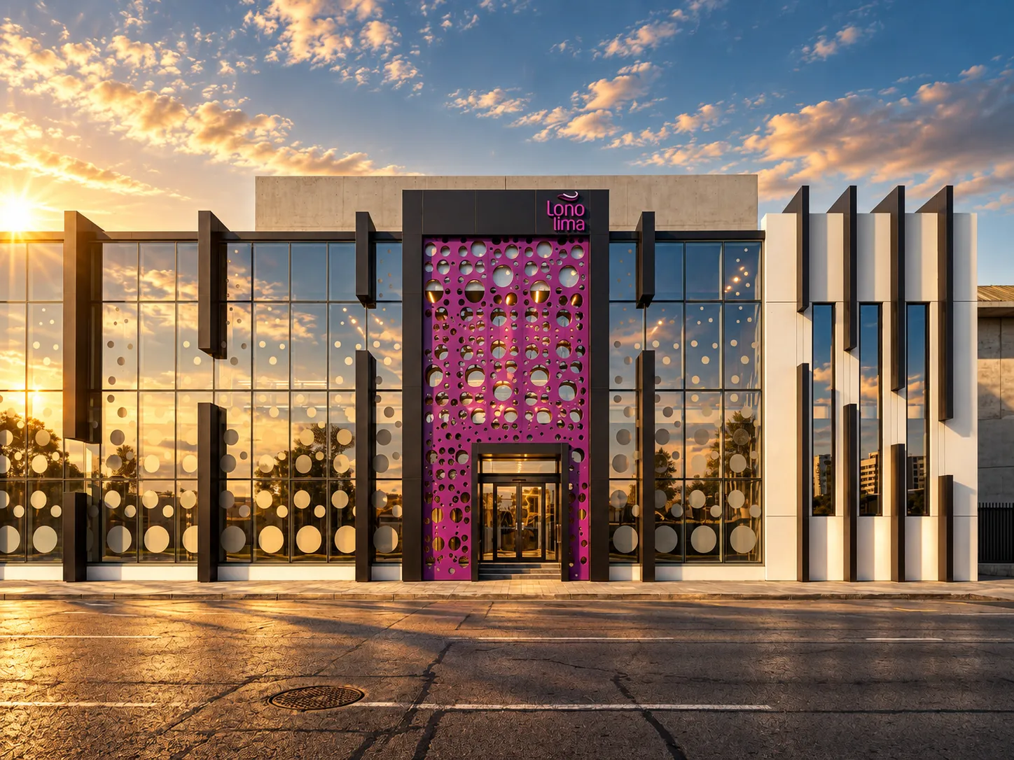 Facility at golden hour